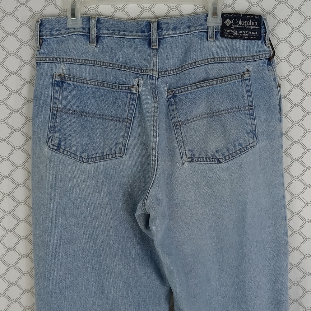 Columbia Sports Wear Tough Mother  distressed light wash faded denim jeans 36/30